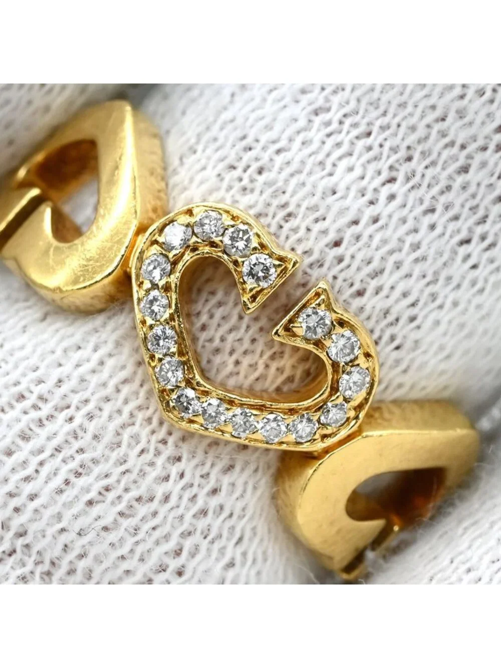 Cartier Ring C Heart Diamond Yellow Gold 49 18k Pave